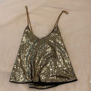 Chain detailed sequined top
